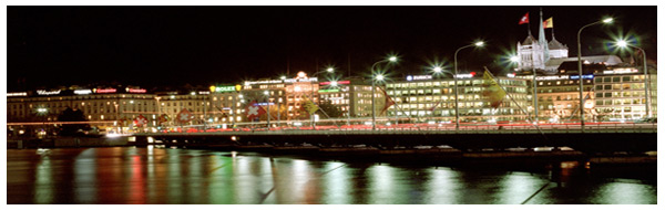 Picture of geneva by night - Lake view  Le Grux