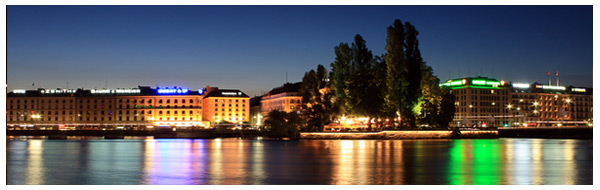Photo de Genève la nuit - Vue du lac ® Samuel Borges